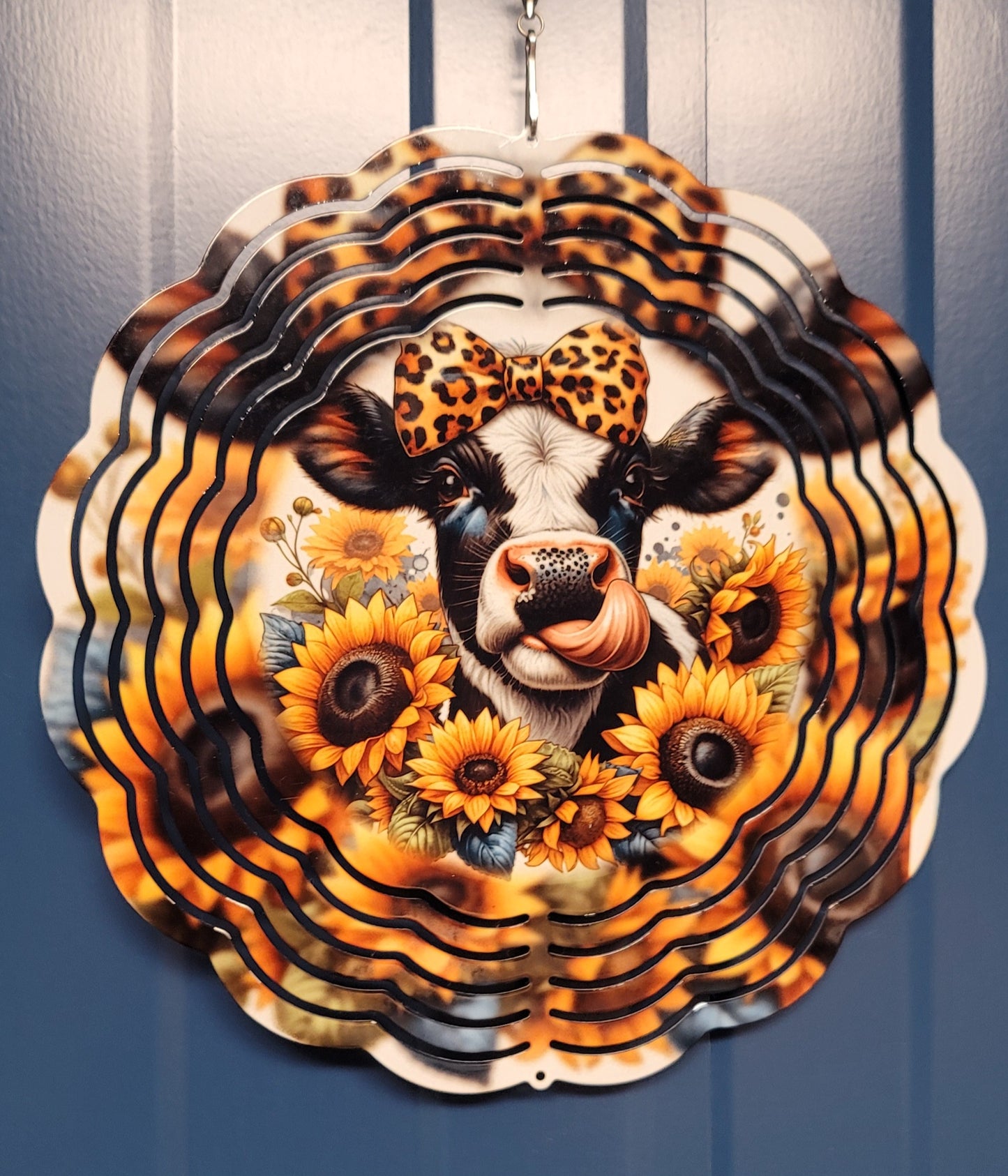 Cow sunflower wind spinner