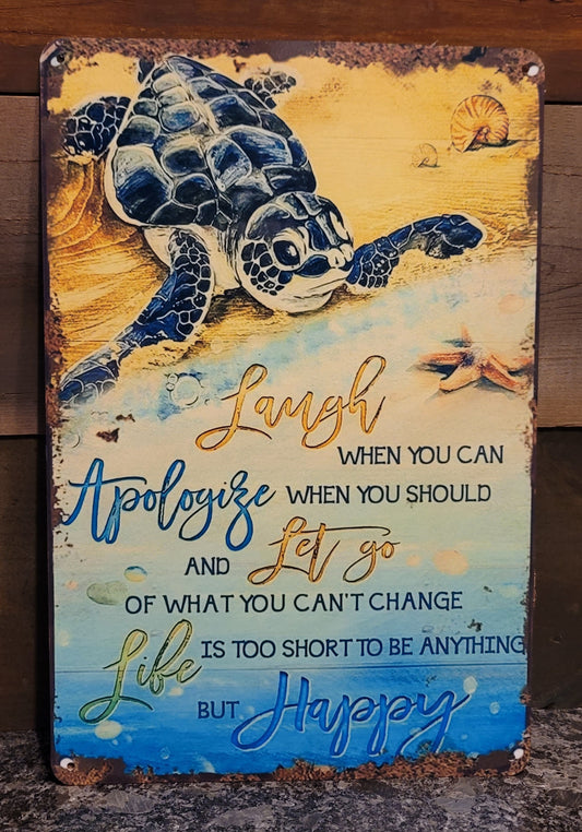 Sea turtle metal sign