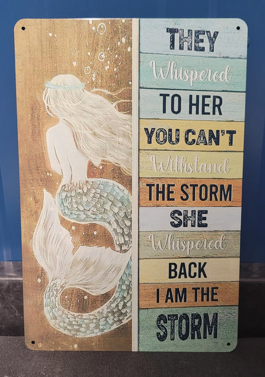 Mermaid storm metal sign