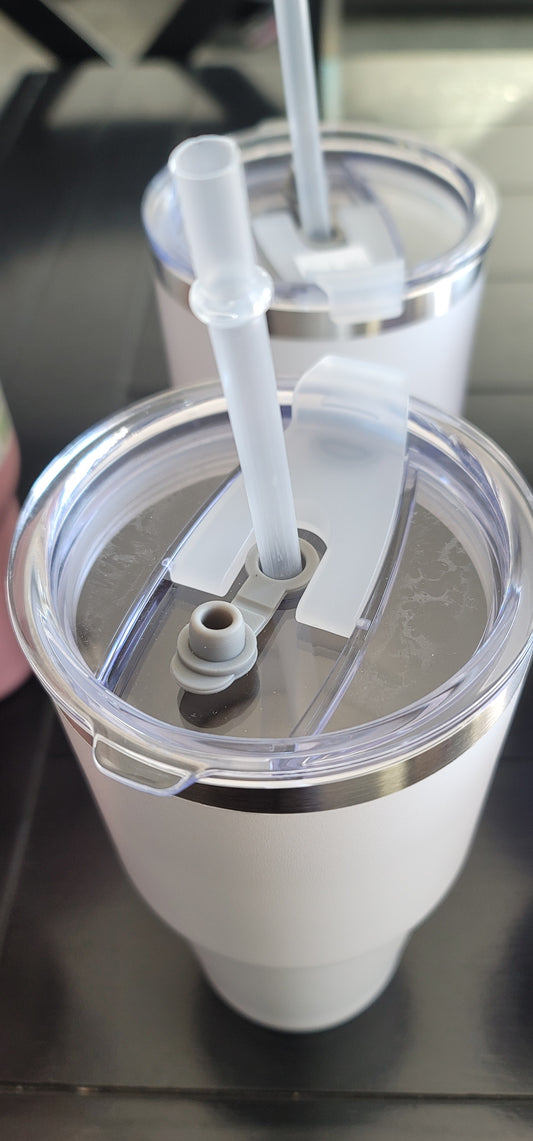 30 oz tumbler with straw white