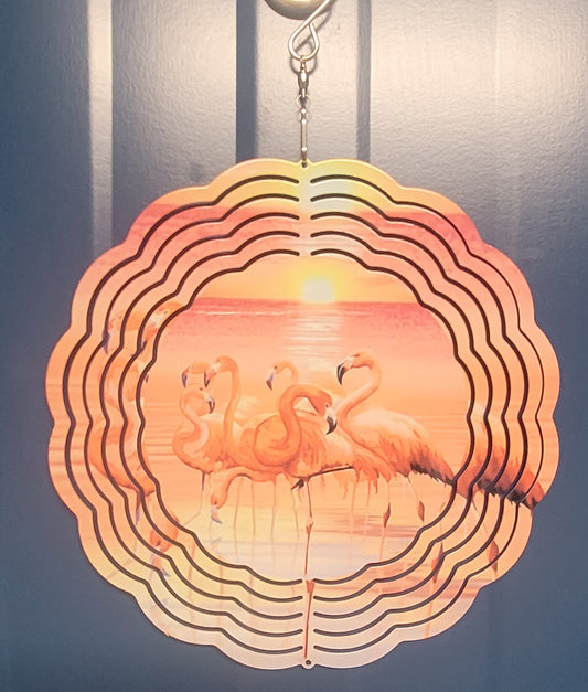 Flamingo sunset wind spinner