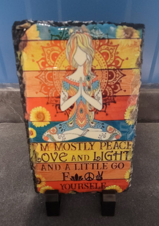 Peace Love Light slate