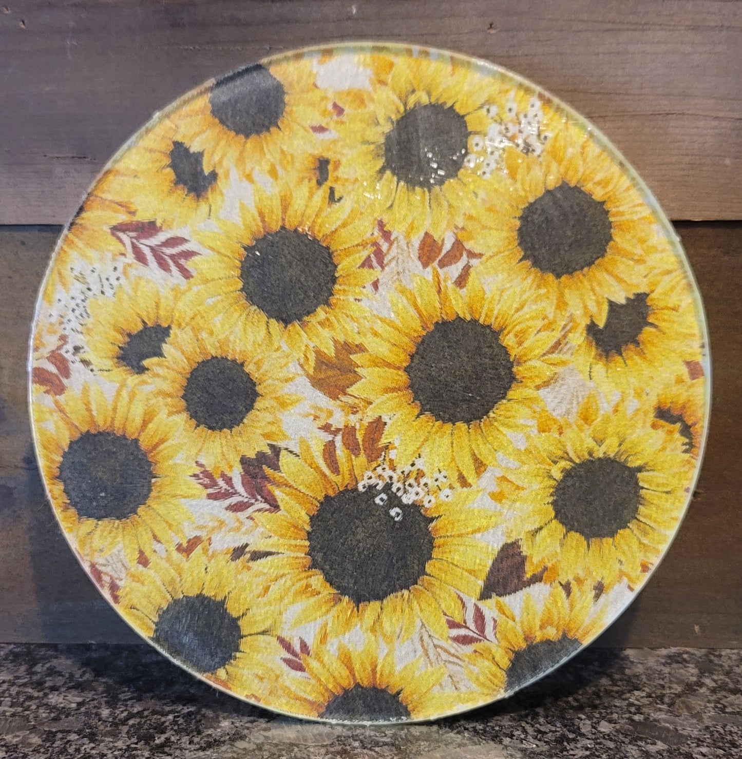 Glass plate sunflower round