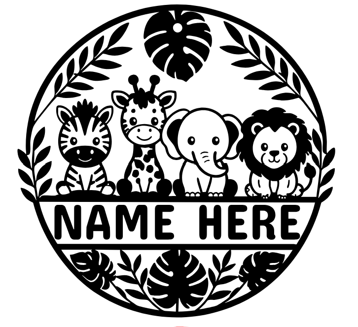 Personalized Painted Zoo Animal Wood Wall Hanging – Custom Name Nursery Kids Room Gift