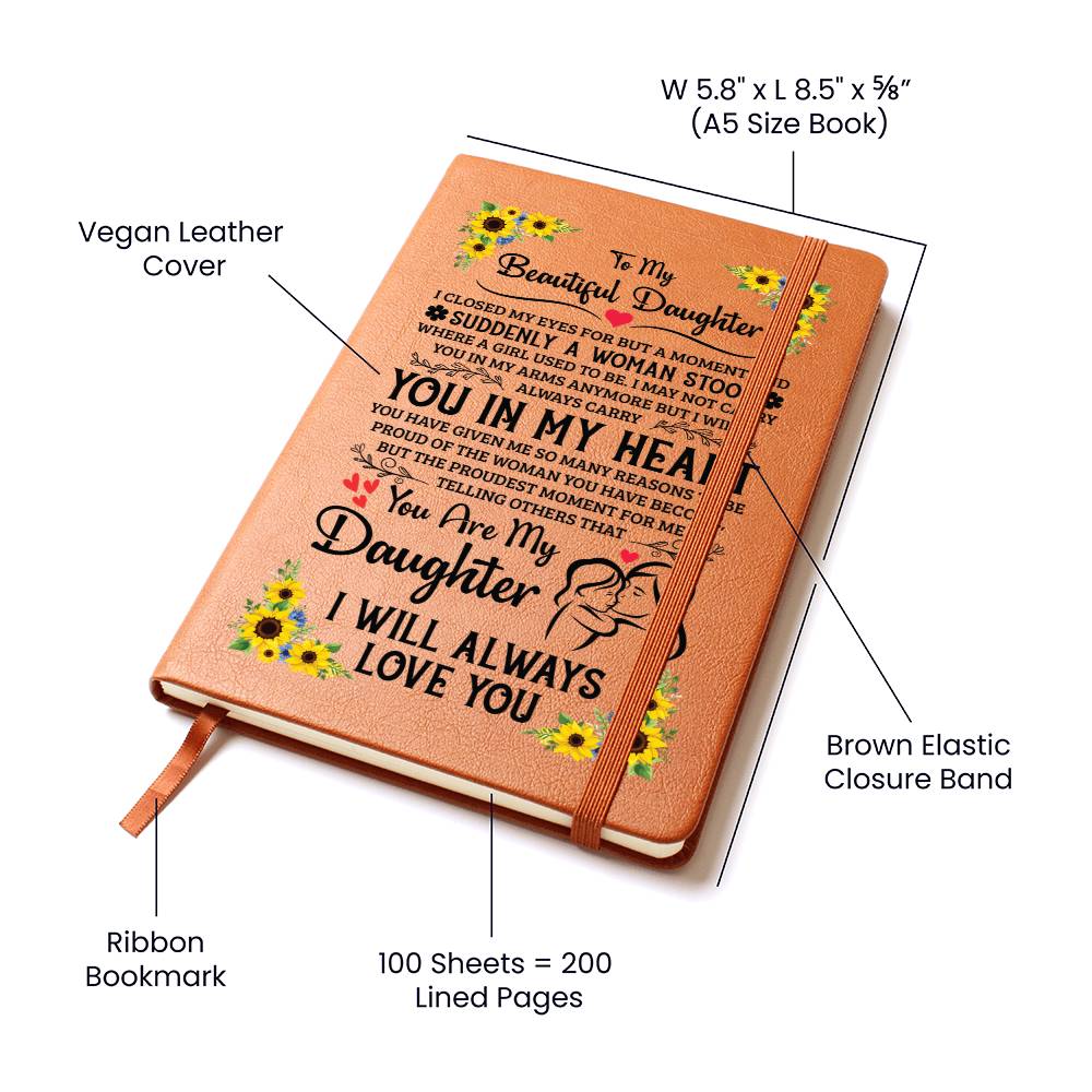 To My Daughter Proud – Personalized Leather Journal Gift