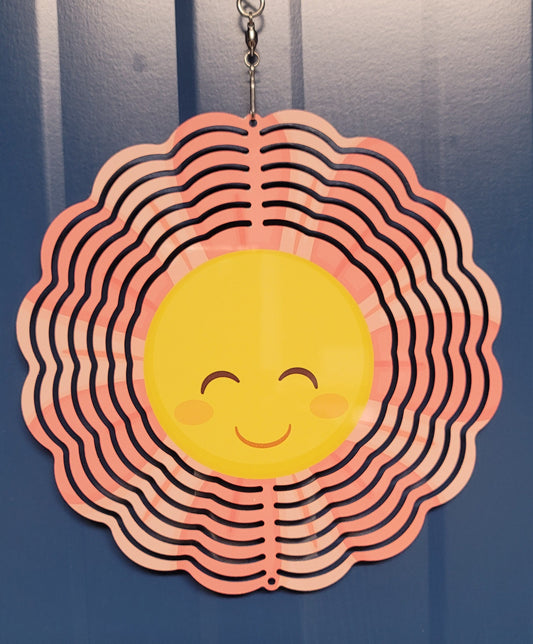 Happy face pink wind spinner