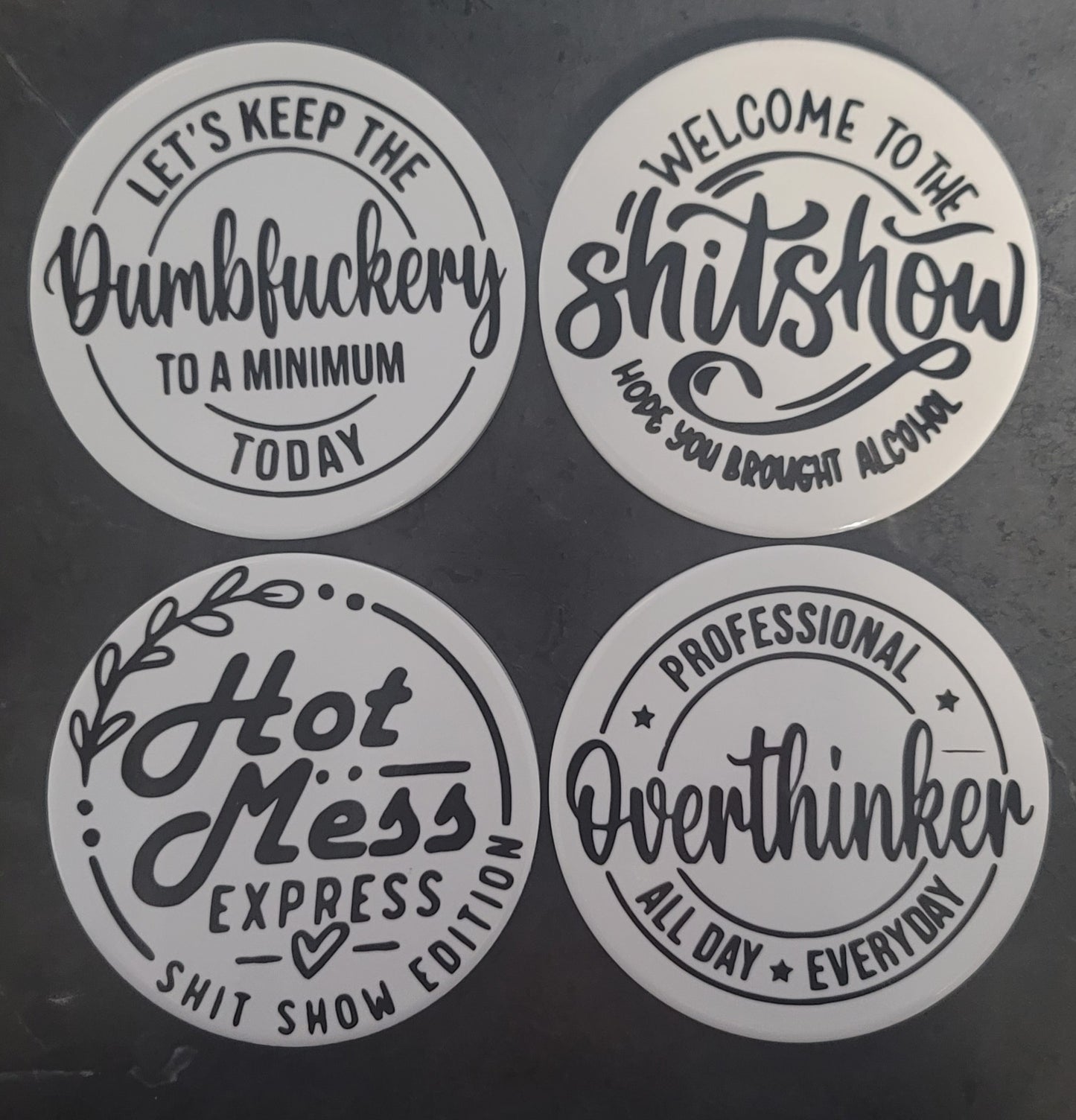 Funny sayings ceramic coaster set