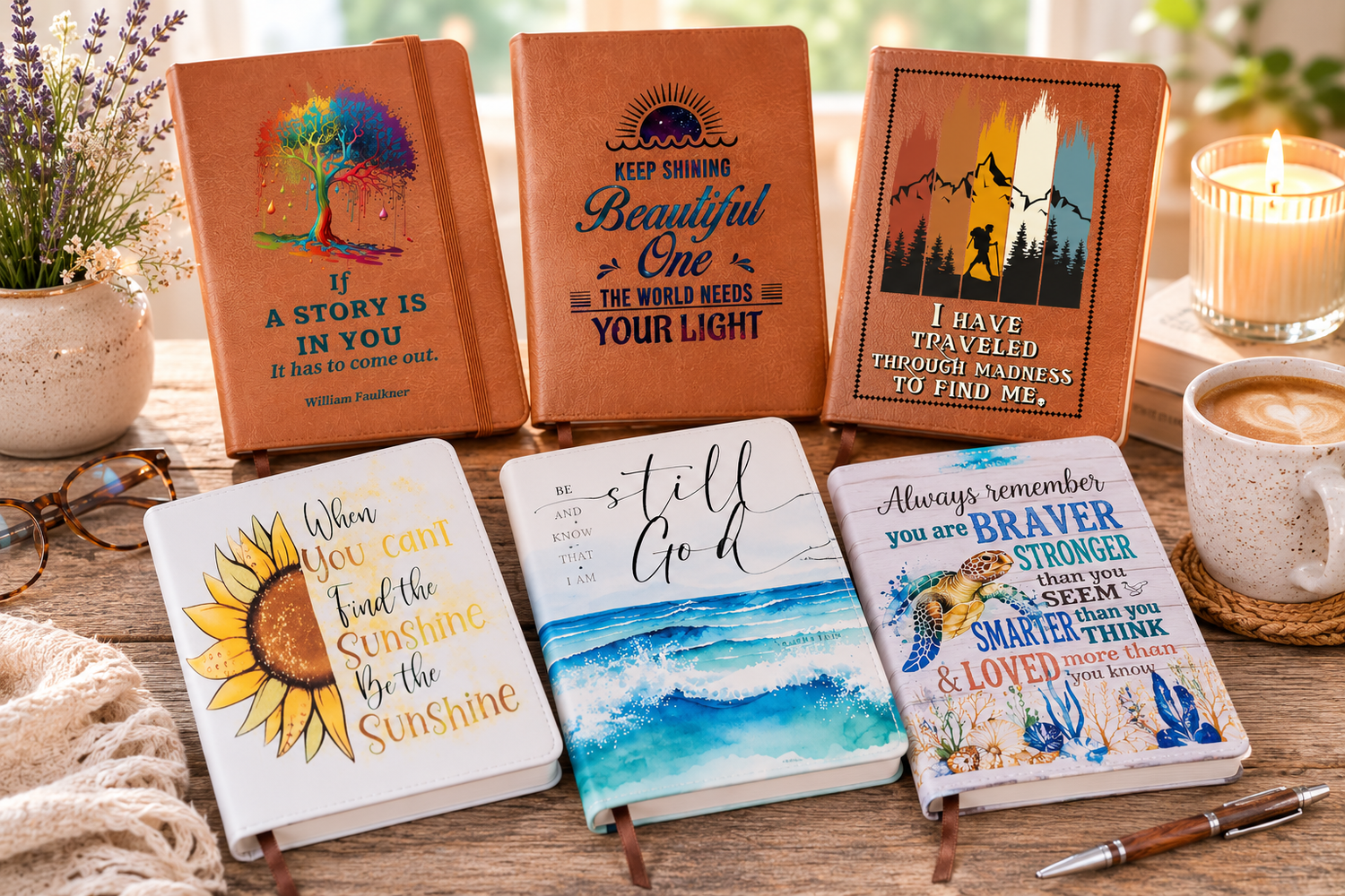 Personalized Journals & Notebooks: Vegan Leather & Sublimated