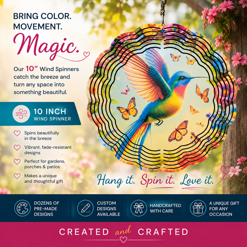 Colorful Hummingbird Wind Spinner – 8 Inch Garden Gift