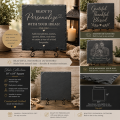 10 Inch Square Etched Slate – Handcrafted Wall Art