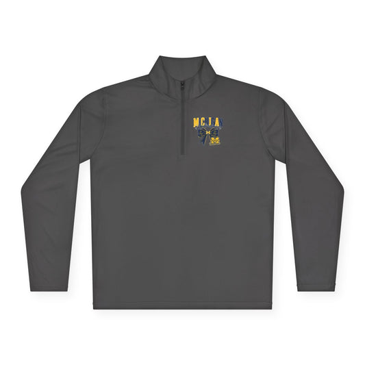 Michigan Maize & Blue Quarter-Zip Pullover — Vintage Cheer Bow Design