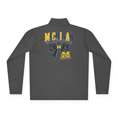 Michigan Maize & Blue Quarter-Zip Pullover — Vintage Cheer Bow Design