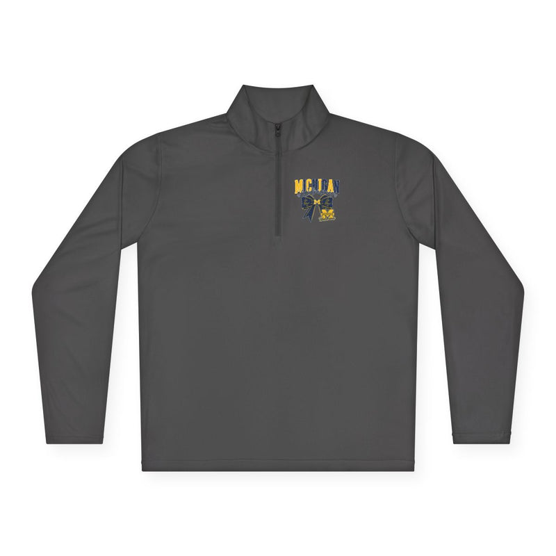 Michigan Maize & Blue Quarter-Zip Pullover — Vintage Cheer Bow Design