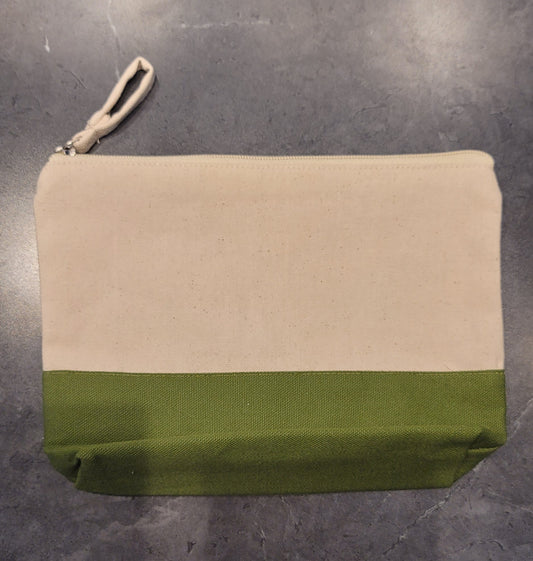 9x7 cream/green cotton canvas bag