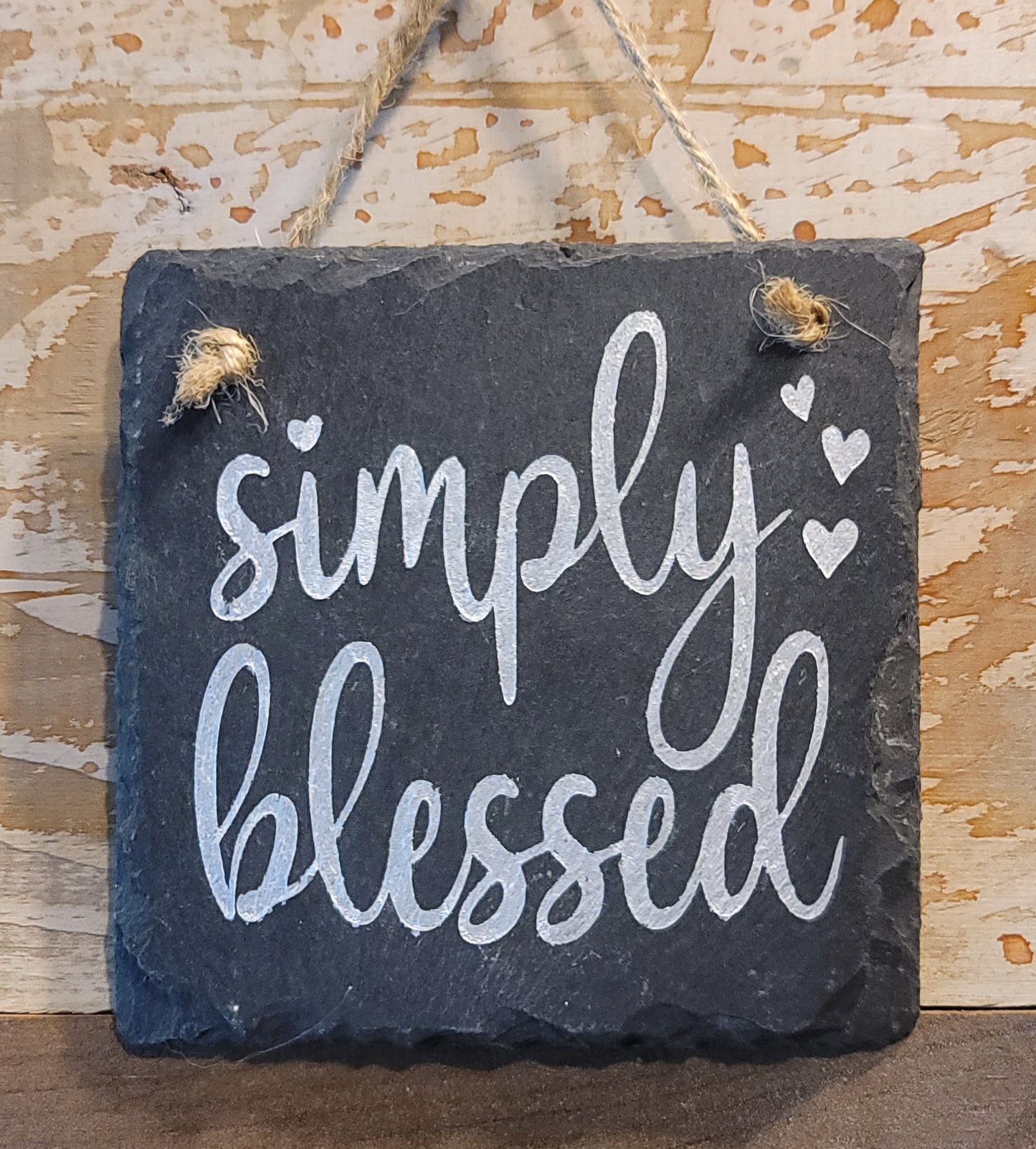 4x4 hanging slate simply blessed