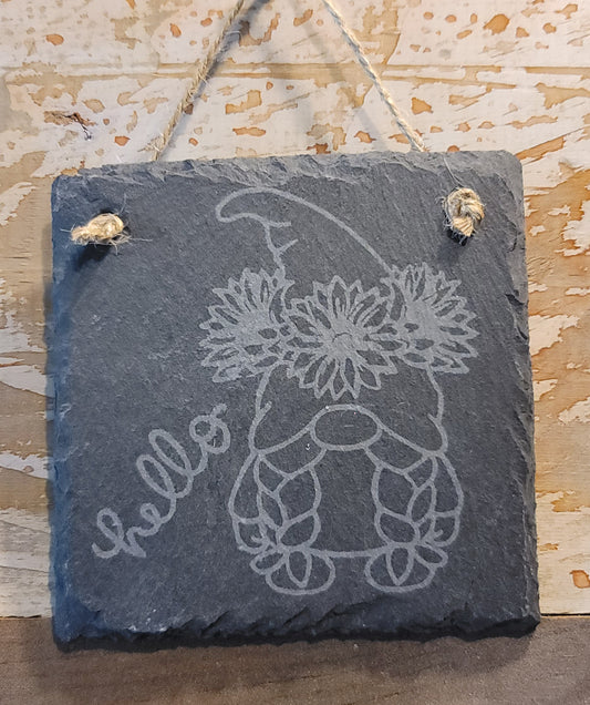 4x4 hanging slate hello gnome