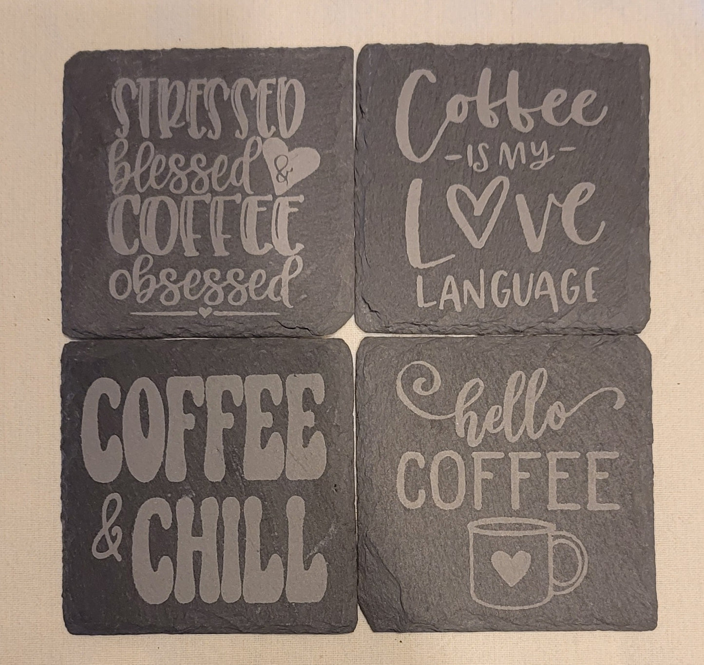 Set of 4x4 coffee coasters