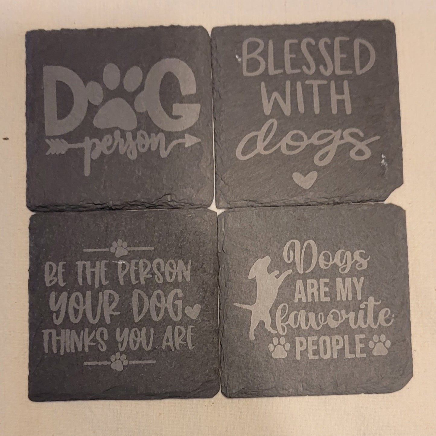 Set of 4x4 dog coasters