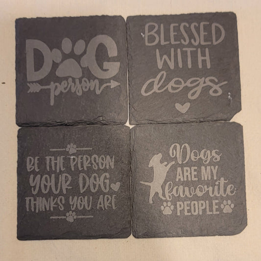 Set of 4x4 dog coasters