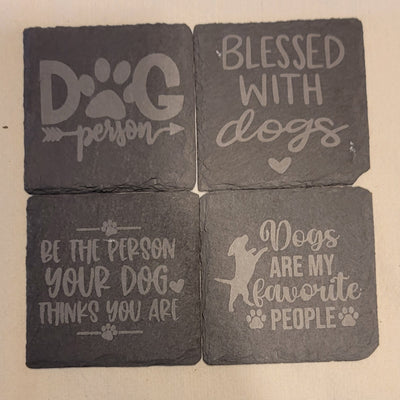 4x4 Dog Slate Coasters Set – Handcrafted Gift for Dog Lovers