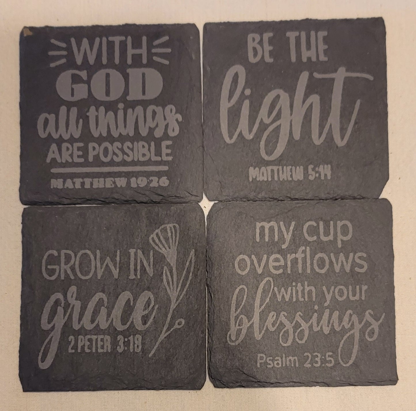 Set of 4x4 verse coasters