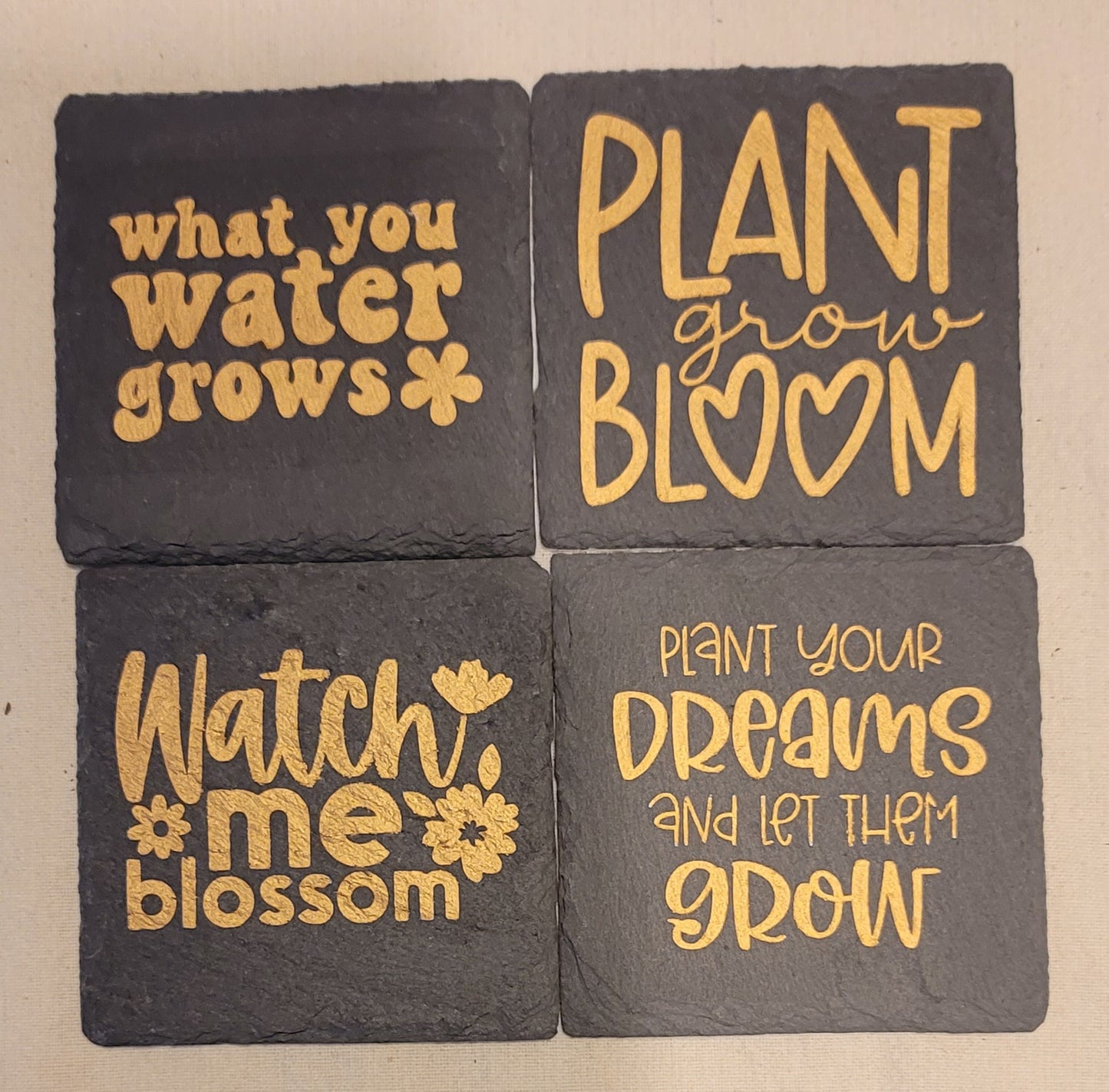 Set of 4x4 plant and bloom coasters