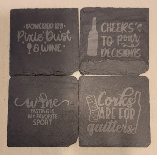 Set of 4x4 wine coasters