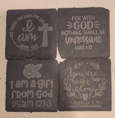 4x4 Verse Slate Coasters Set – Handcrafted Inspirational Gift