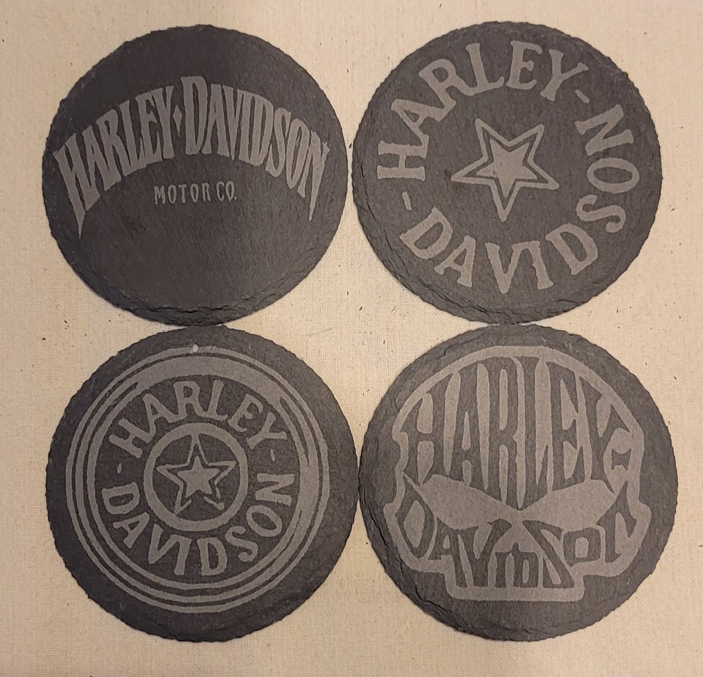 4x4 round Harley Davidson coasters