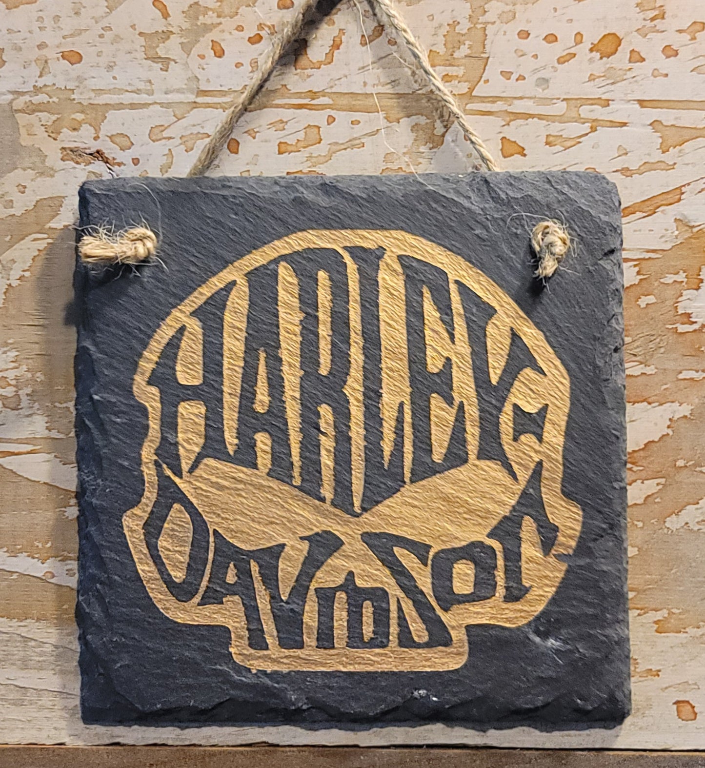 4x4 painted hanging Harley Davidson slate