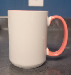 15 oz coffee mug 2-tone pink