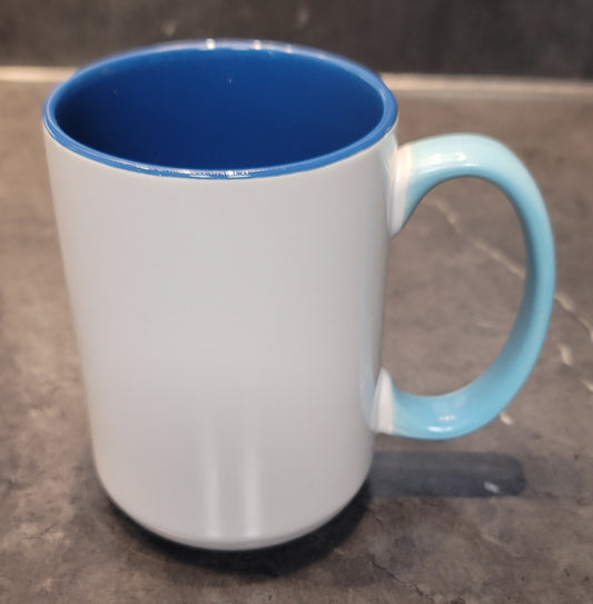 15 oz coffee mug 2-tone blue