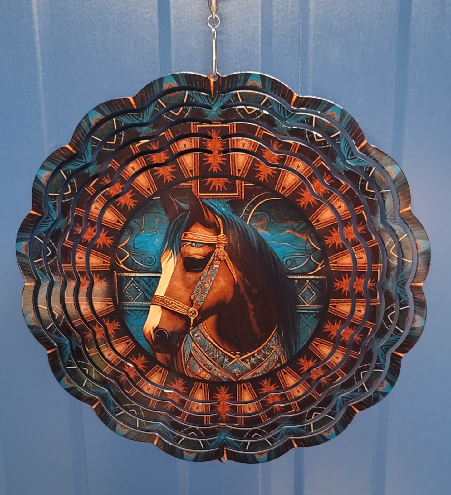 Turquoise horse wind spinner