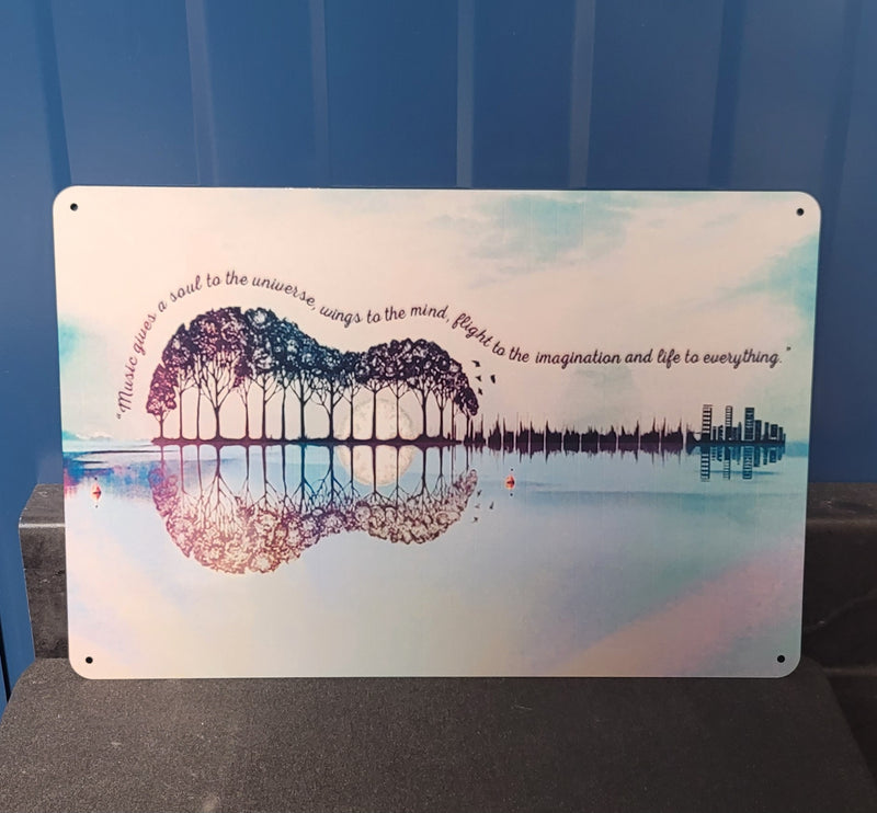 Music guitar metal sign