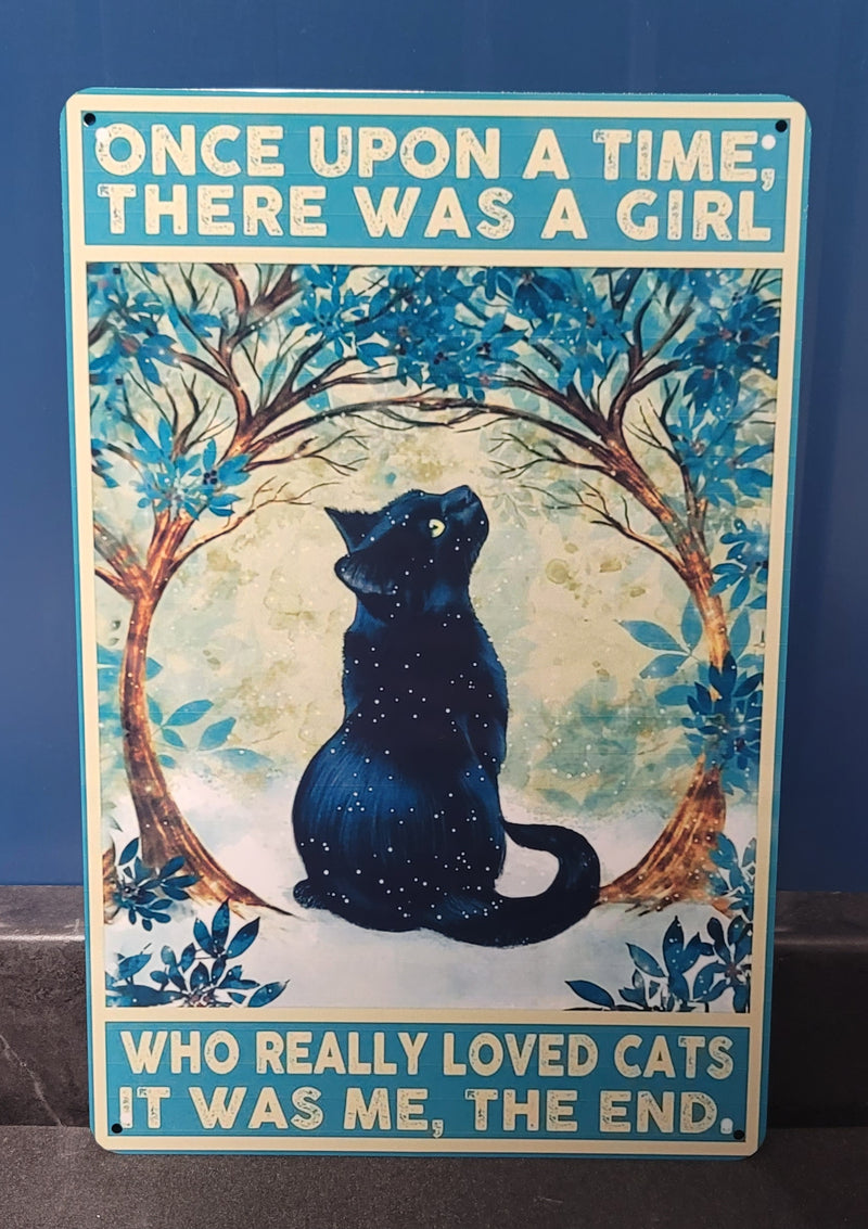 Girl loves cat metal sign