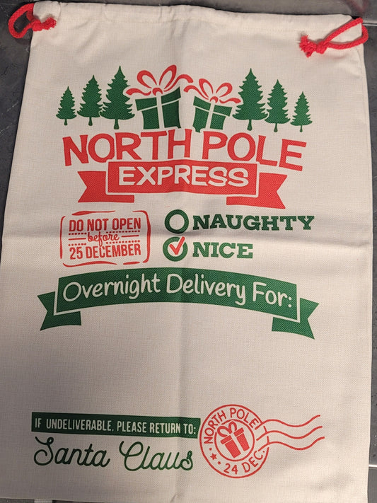 North Pole Express Santa bag