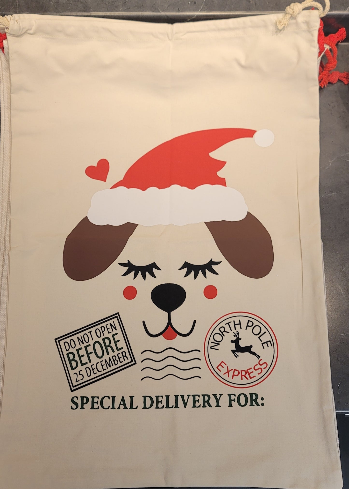 Puppy Santa bag