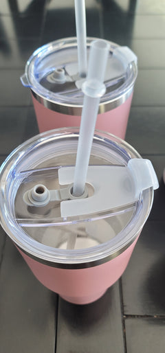 30 oz tumbler with straw pink