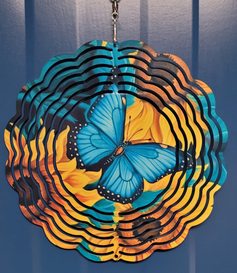 Turquoise butterfly wind spinner