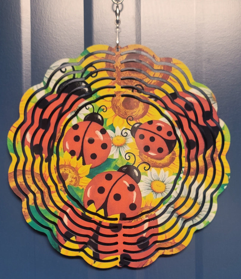 Lady bug sunflower wind spinner