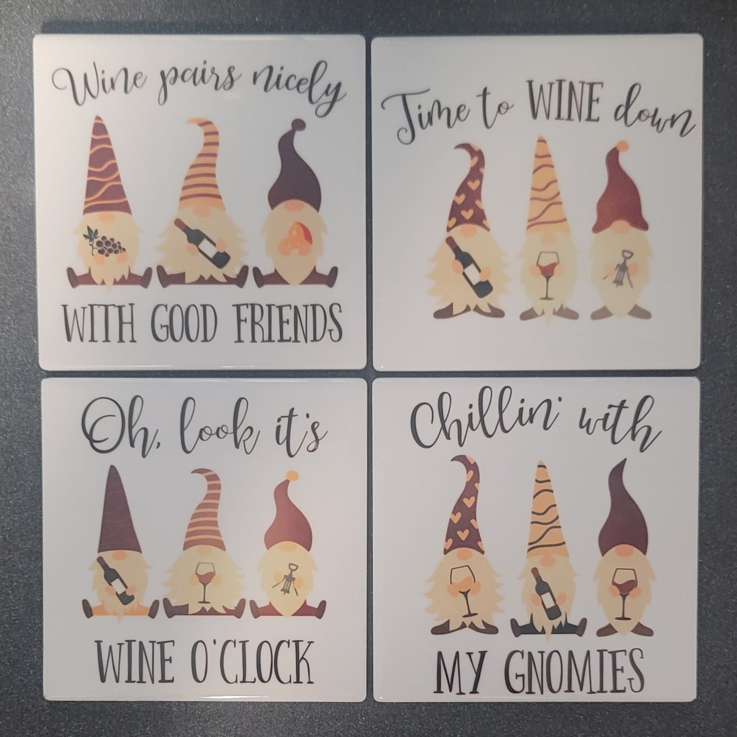 Gnomes ceramic coaster set