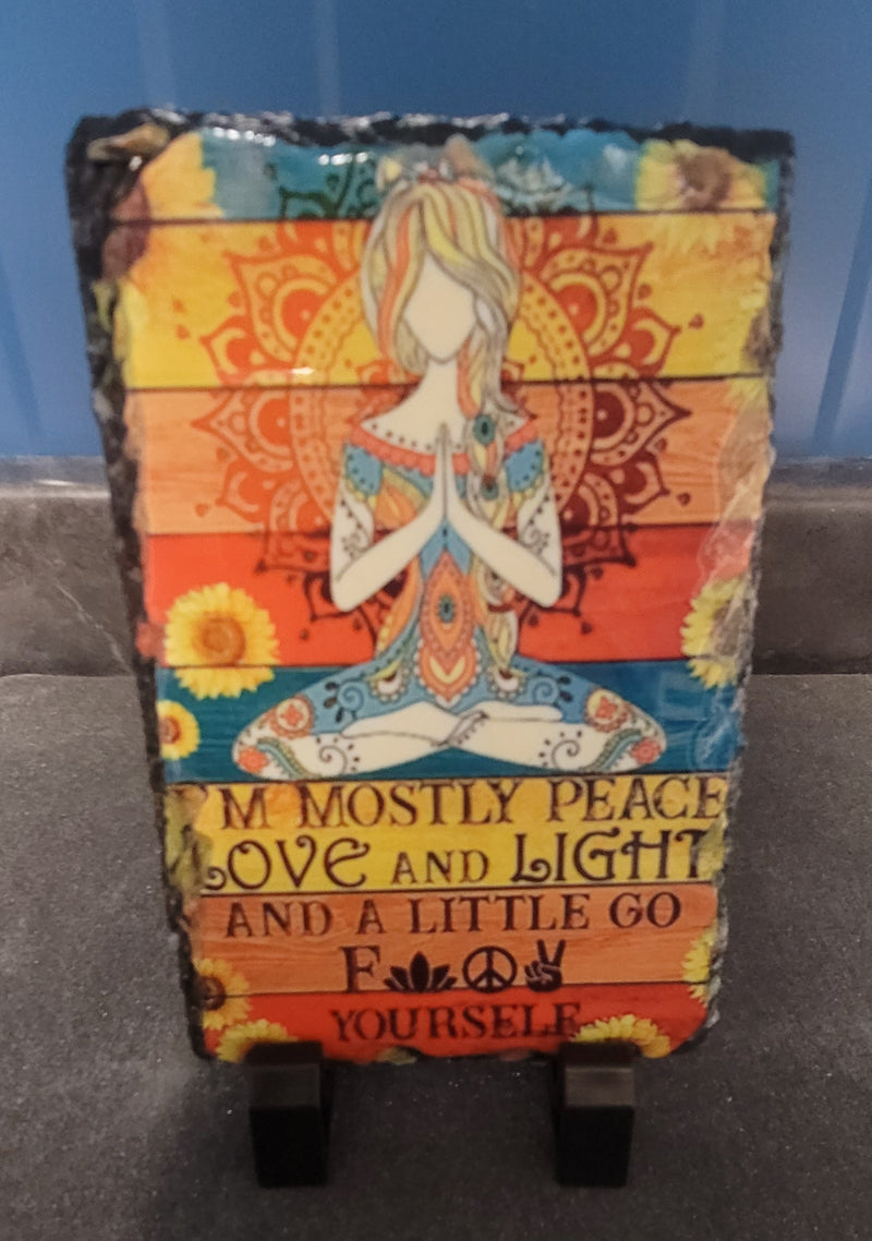Peace Love Light slate