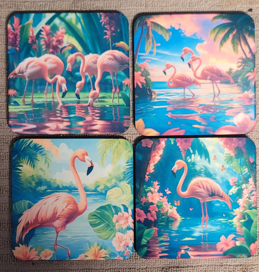 Flamingo MDF coaster set