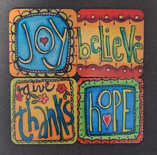 Joy and Hope MDF coasters