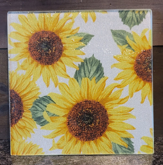 Glass plate sunflower square