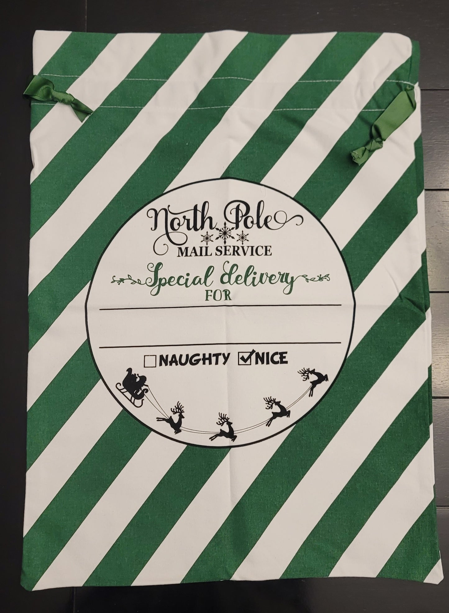 Santa bag green striped