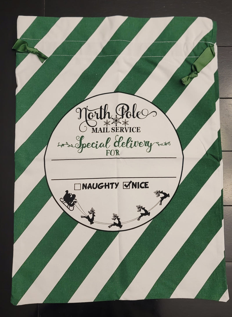 Santa bag green striped