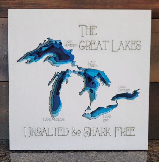 The Great Lakes – Hand Cut & Painted Michigan Home Decor Sign