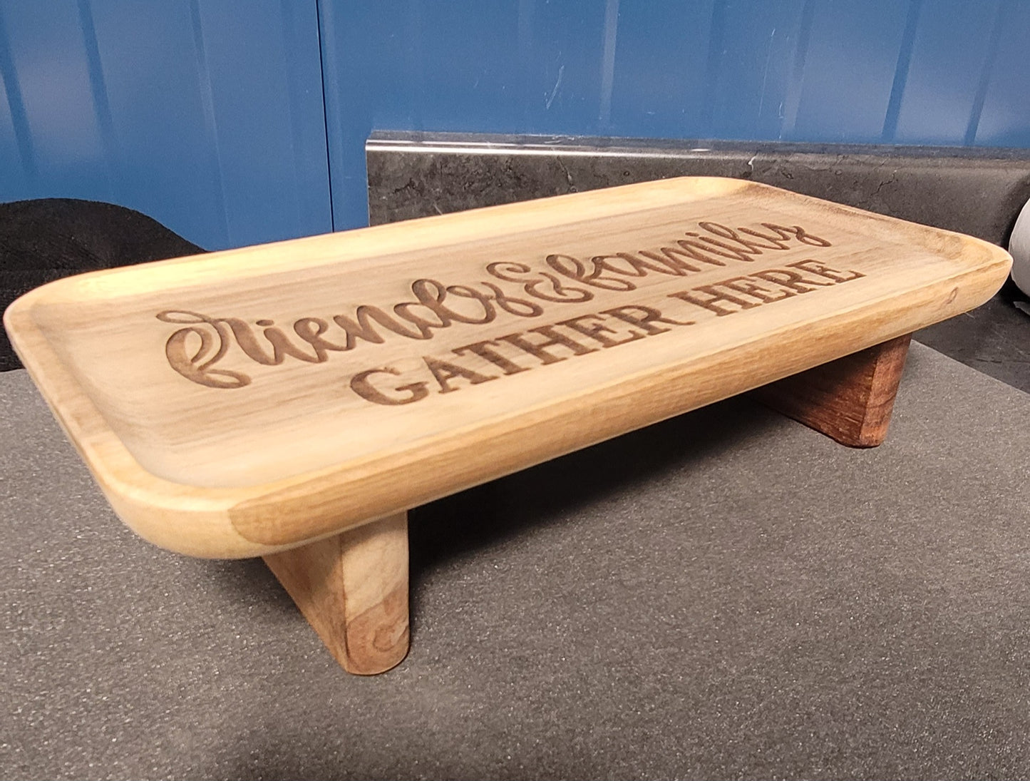 Personalized Small Etched Wood Table – Custom Name & Design 15x8 Decorative Gift