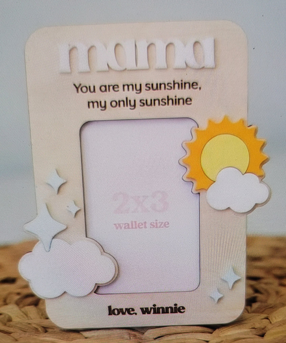 MAMA Sunshine Photo Magnet – Custom Hand-Painted Wood 2x3 Picture Gift